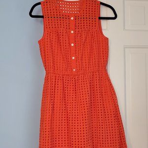 J. Crew Coral Eyelet Sleeveless Dress size 0